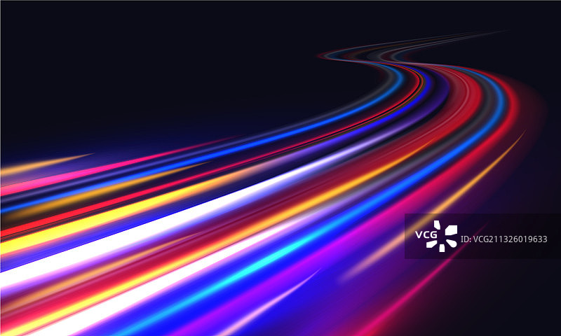 模糊的车灯光迹运动效果图片素材