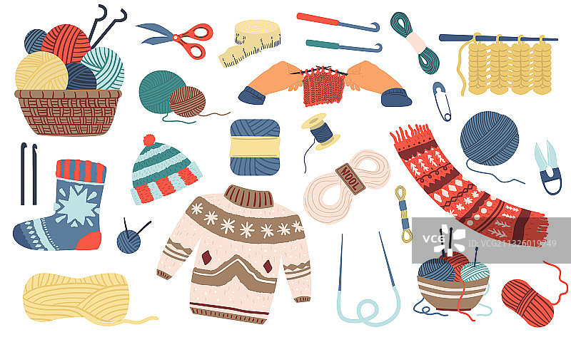 针织羊毛纱线钩针图片素材
