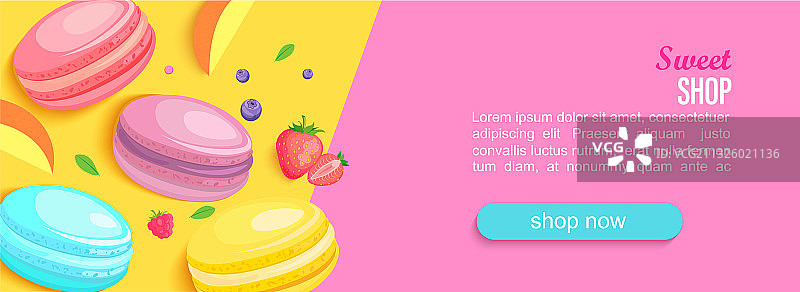 带有马卡龙的甜品店banner图片素材