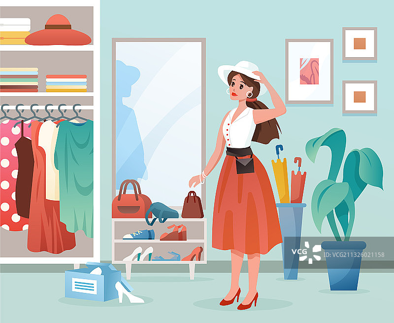 时尚女性扁平卡通图片素材