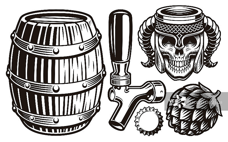 复古啤酒套装图片素材