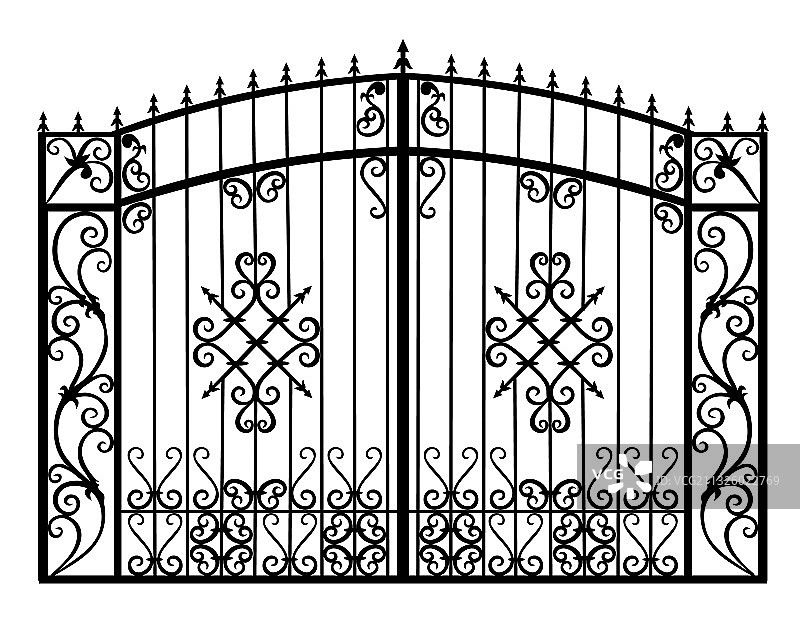 锻铁大门剪影图片素材