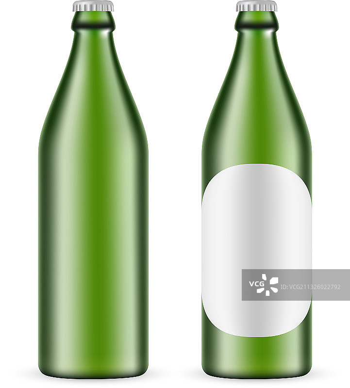 带标签和空白的500ml绿色玻璃啤酒瓶图片素材