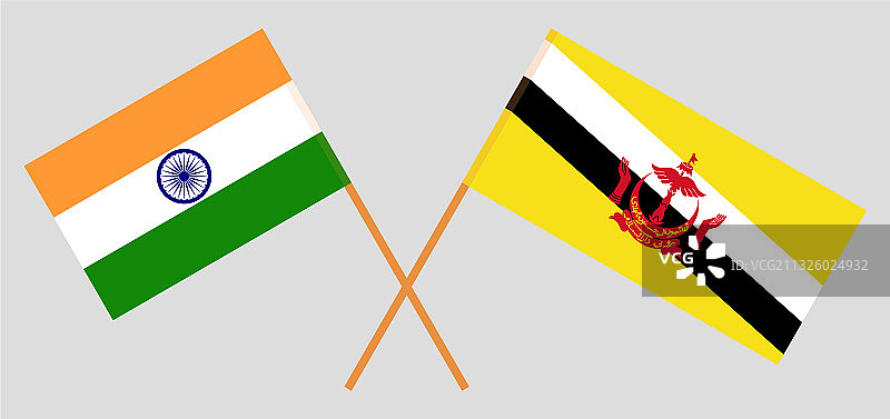 文莱和印度国旗交叉图片素材