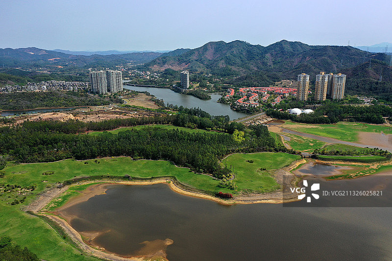 广东省惠州市惠城区汝湖雅居乐白鹭湖航拍图片素材