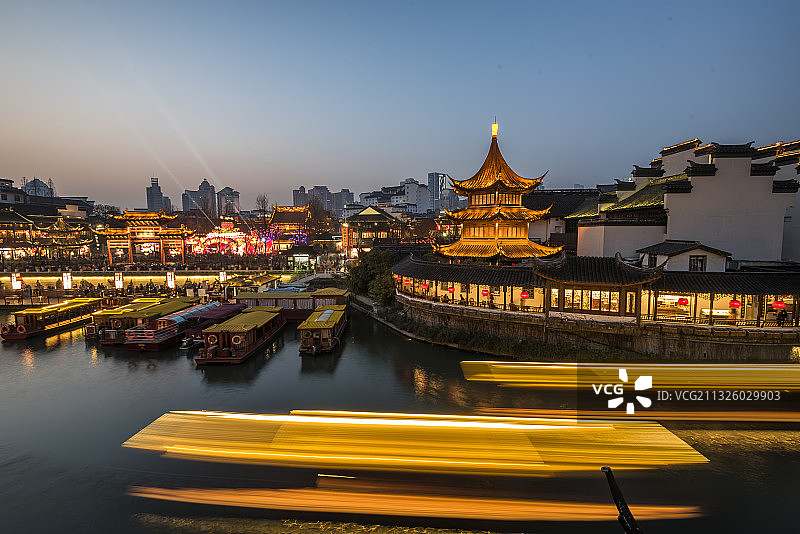 南京夫子庙魁光阁秦淮河图片素材
