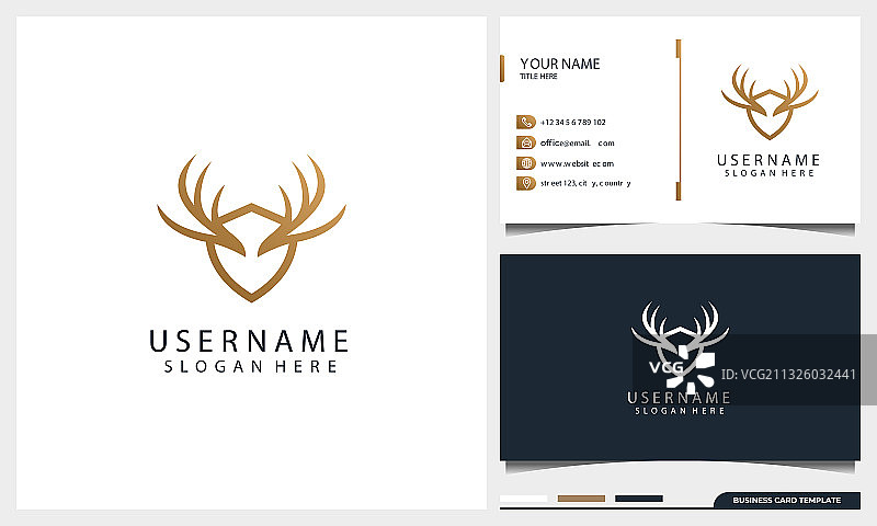 带盾牌概念的野生鹿标志设计图片素材