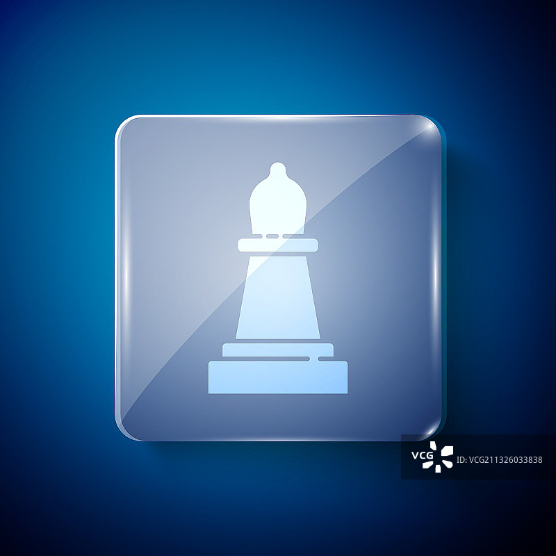 蓝色背景上的白色国际象棋图标图片素材