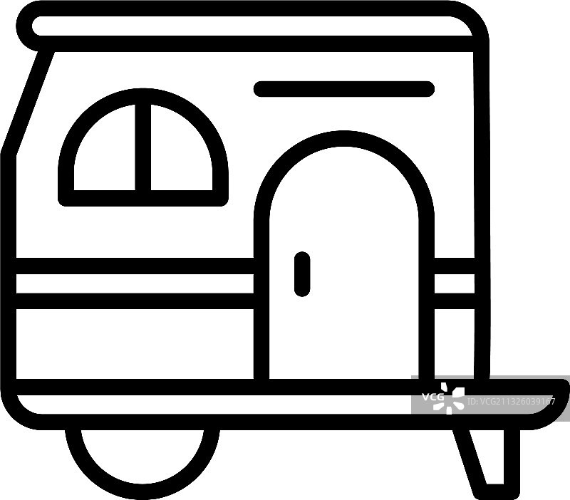 小型露营拖车图标轮廓样式图片素材