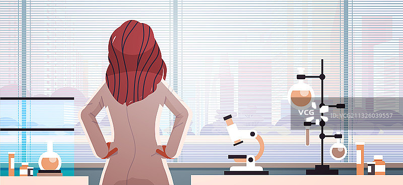 身穿制服、向前看的女医生背面图图片素材