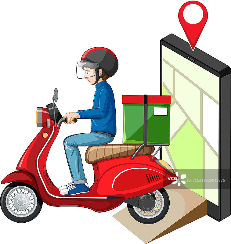 送货员骑摩托车图片素材
