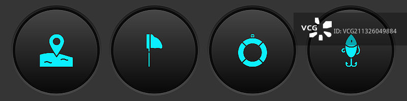 渔网救生圈钓鱼位置设置图片素材