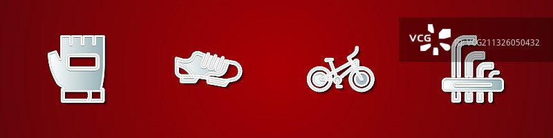 手套自行车鞋和工具内六角扳手素材图片素材