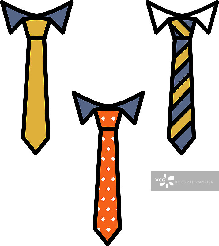 彩色领带线条图标集图片素材