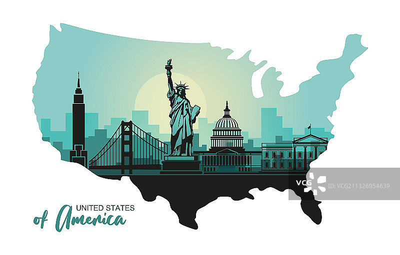 美国城市天际线抽象图图片素材