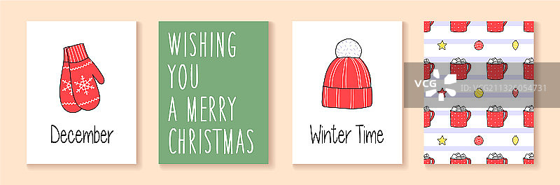 圣诞新年快乐手套图片素材