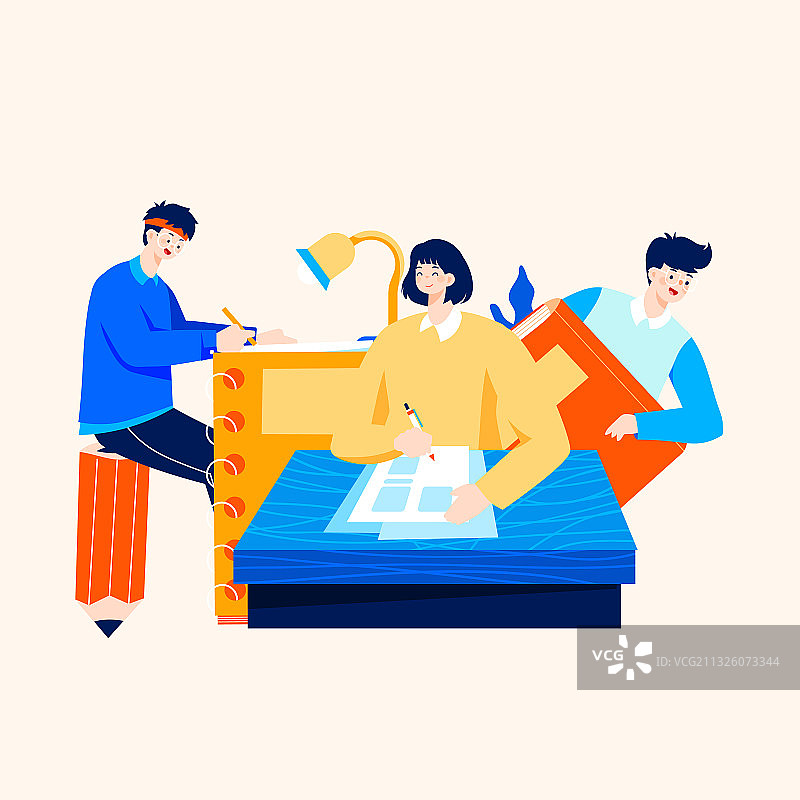 卡通在线教育网课学习课程培训补习开学季新学期考证学生矢量插画图片素材