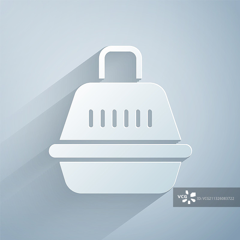 灰色背景剪纸宠物携带箱图标图片素材