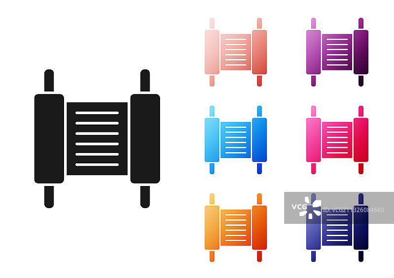 白色背景上的黑色妥拉经卷图标图片素材