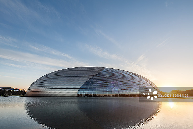 北京国家大剧院日落风光图片素材