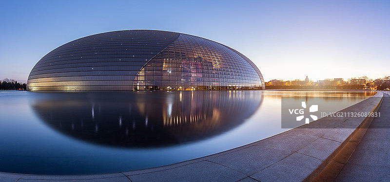 北京国家大剧院日落风光图片素材
