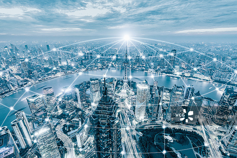 上海城市天际线大数据概念图片素材