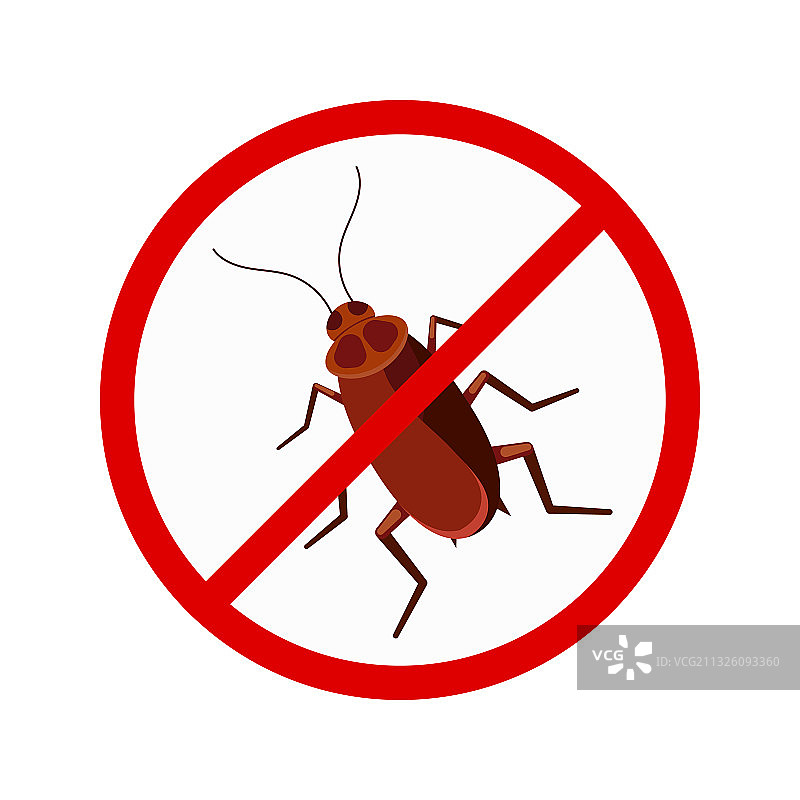 红色交叉圆圈内的禁止蟑螂标志图片素材
