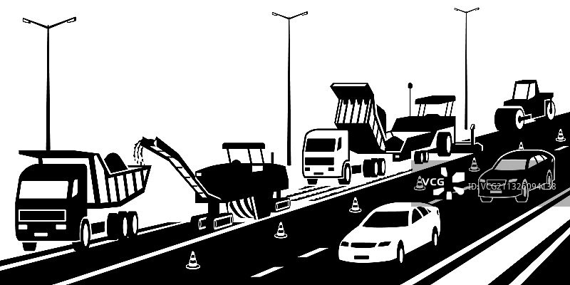 交通中维修高速公路图片素材