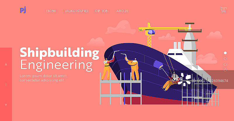 造船着陆页模板：男性工程师图片素材
