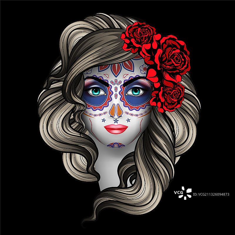 画着骷髅妆的女人图片素材