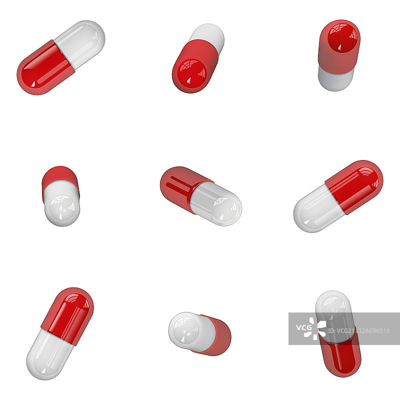 3D逼真红色药丸图标特写图片素材