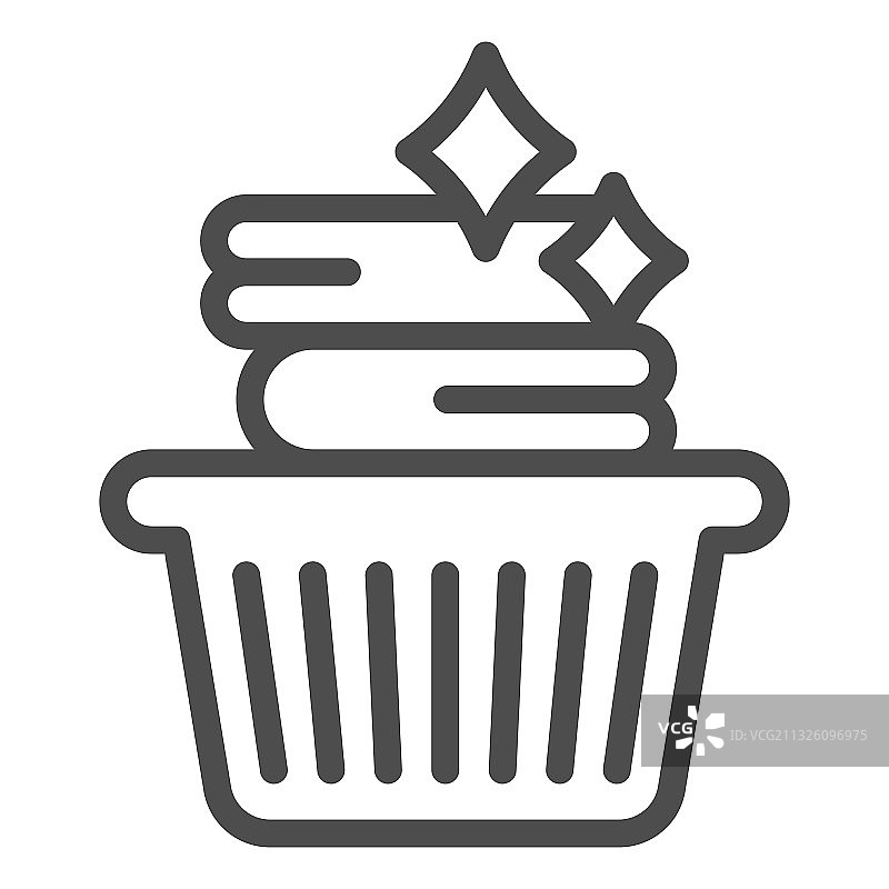 塑料篮中的干净纺织品线条图标图片素材
