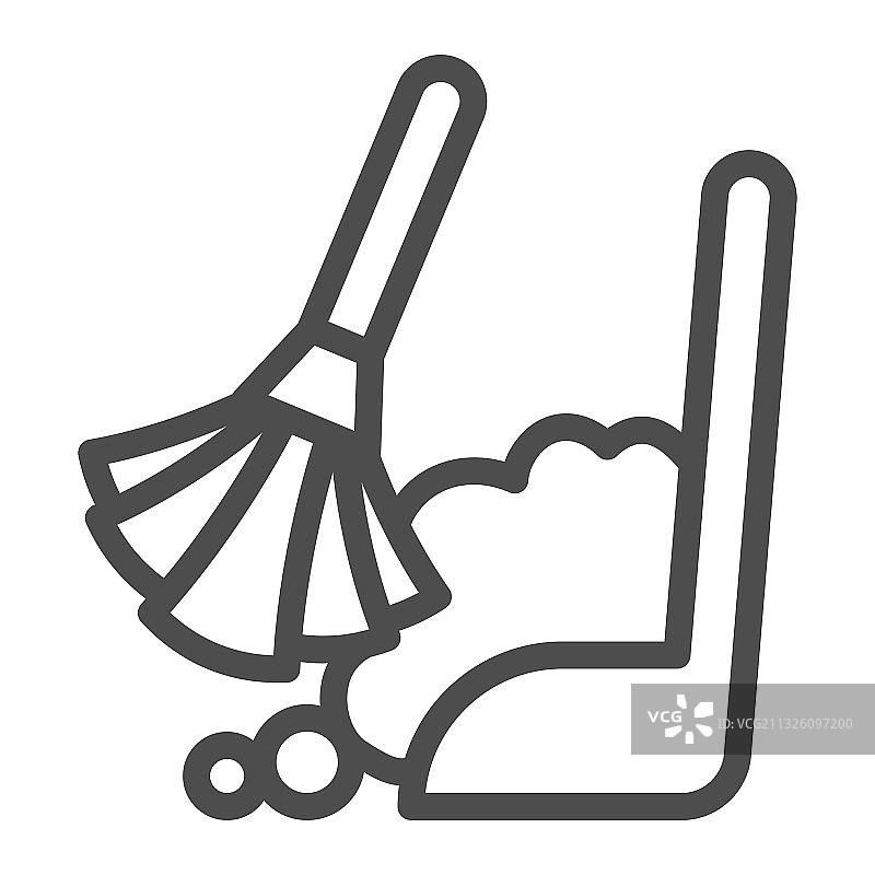 扫帚和簸箕线条图标，卫生清洁概念图片素材