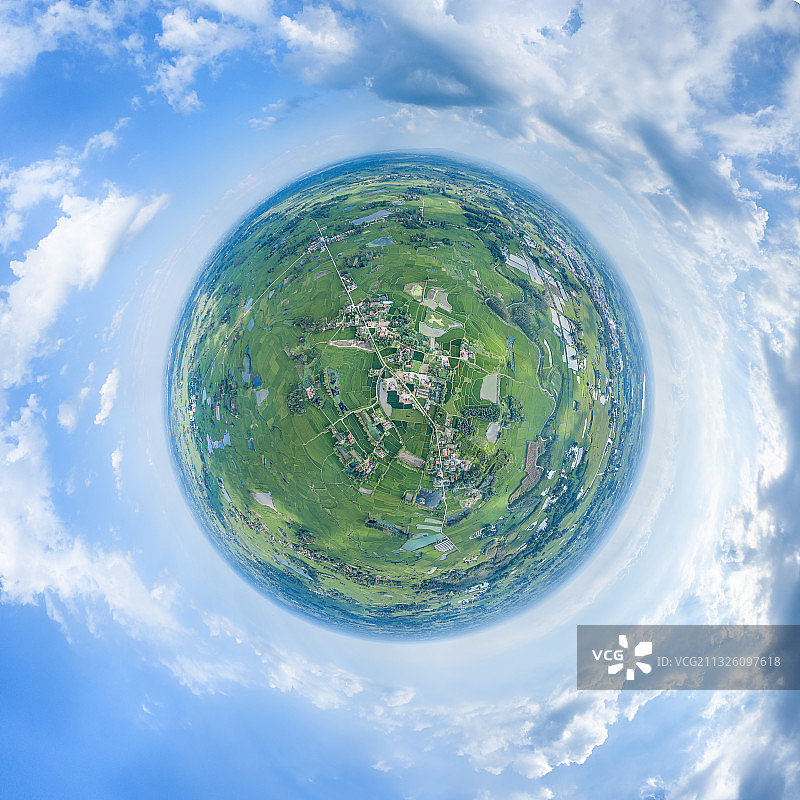 航拍夏季乡村稻田风光图片素材