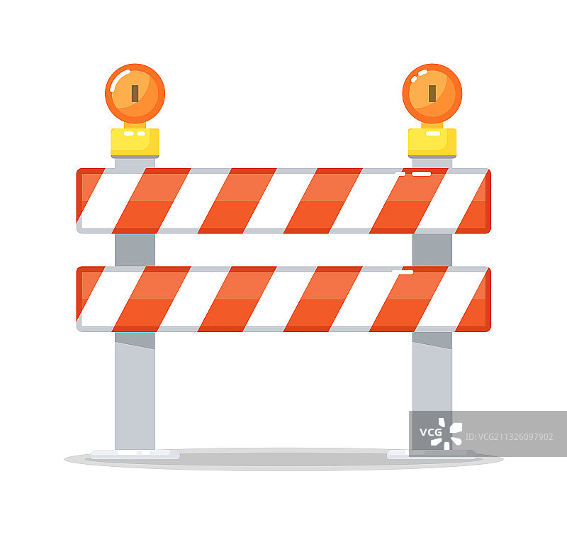 带警示灯的条纹道路障碍图片素材