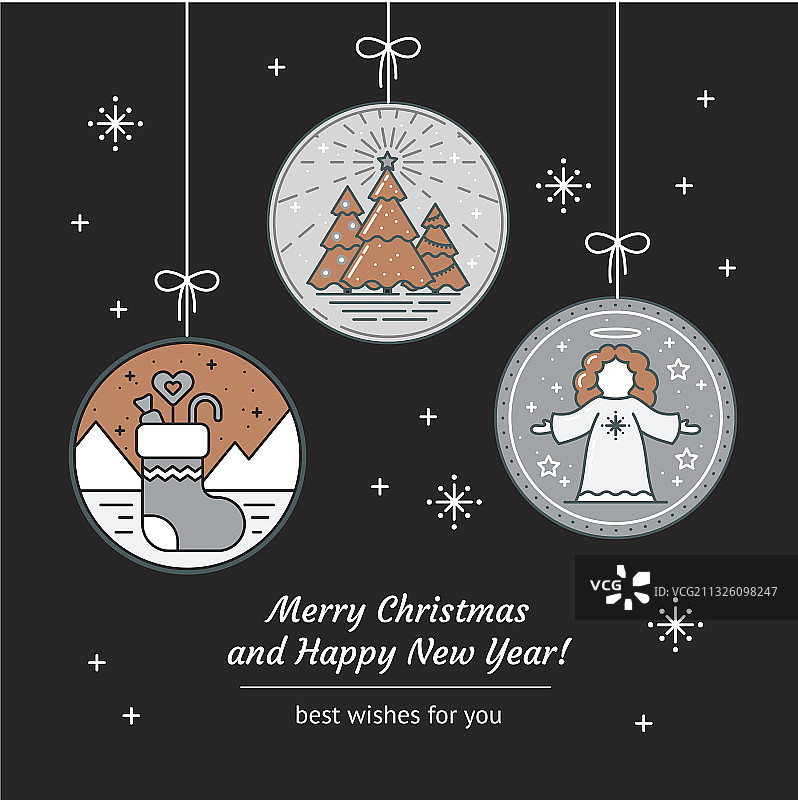 线性圣诞节贺卡图片素材