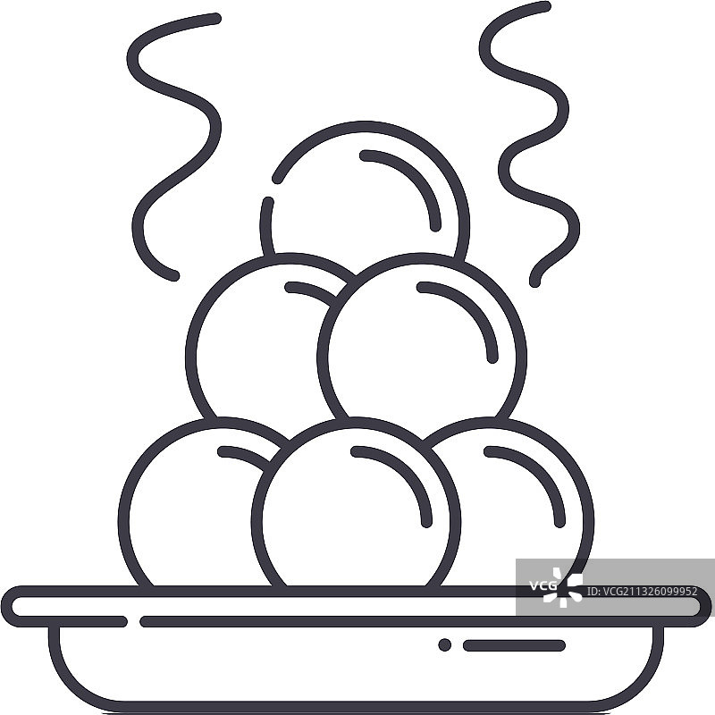 肉丸概念线性隔离图标图片素材