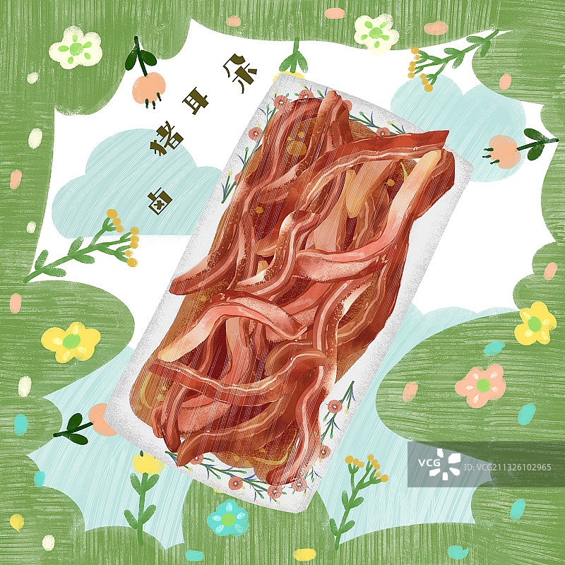 零食卤猪耳朵插画图片素材