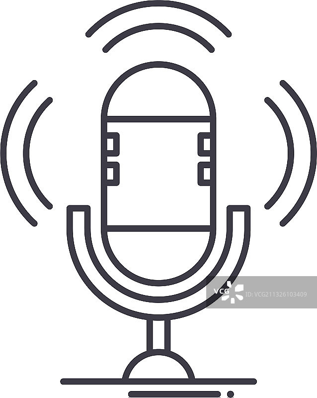播客图标线性隔离细线设计图片素材