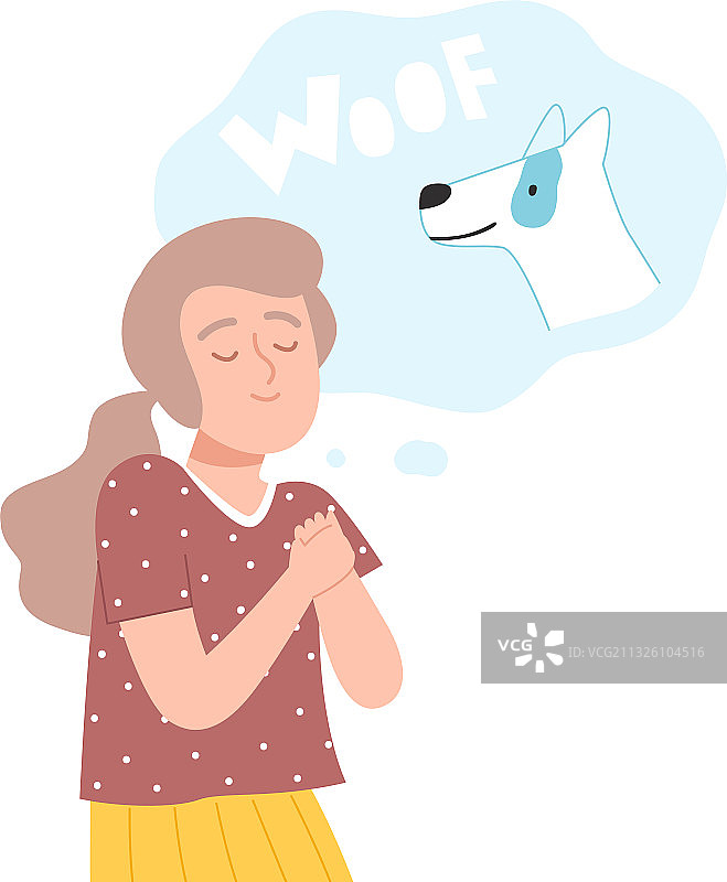 可爱女孩梦见小狗图片素材