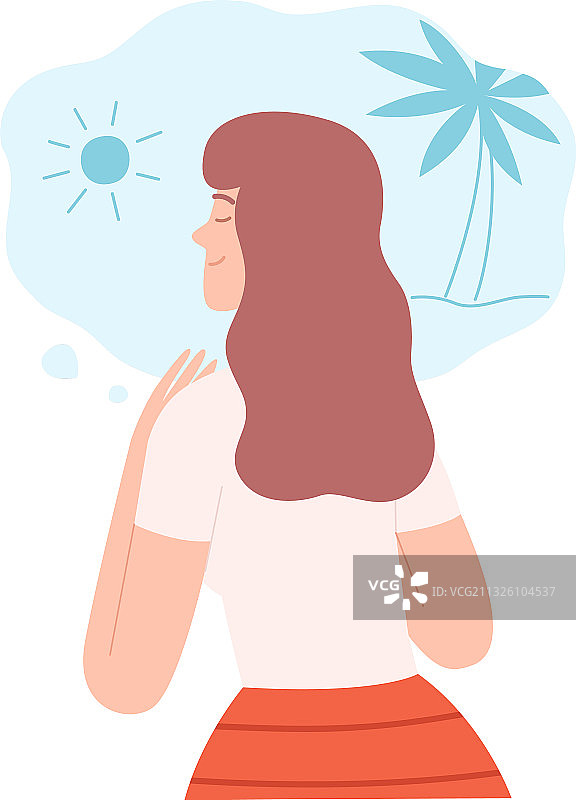 年轻女子梦想着度假的背影图片素材