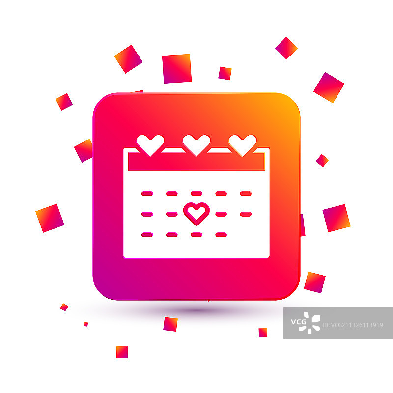 白色背景上的心形图标日历图片素材