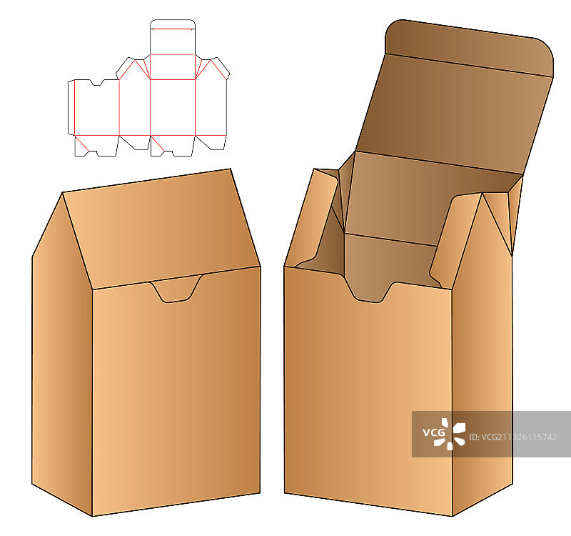 盒包装模切模板设计三维模型图片素材