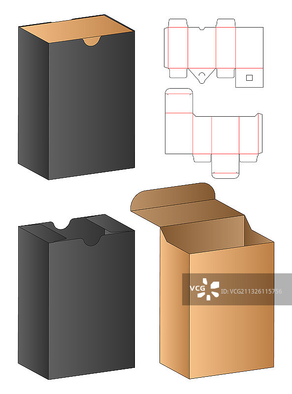 盒包装模切模板设计三维模型图片素材
