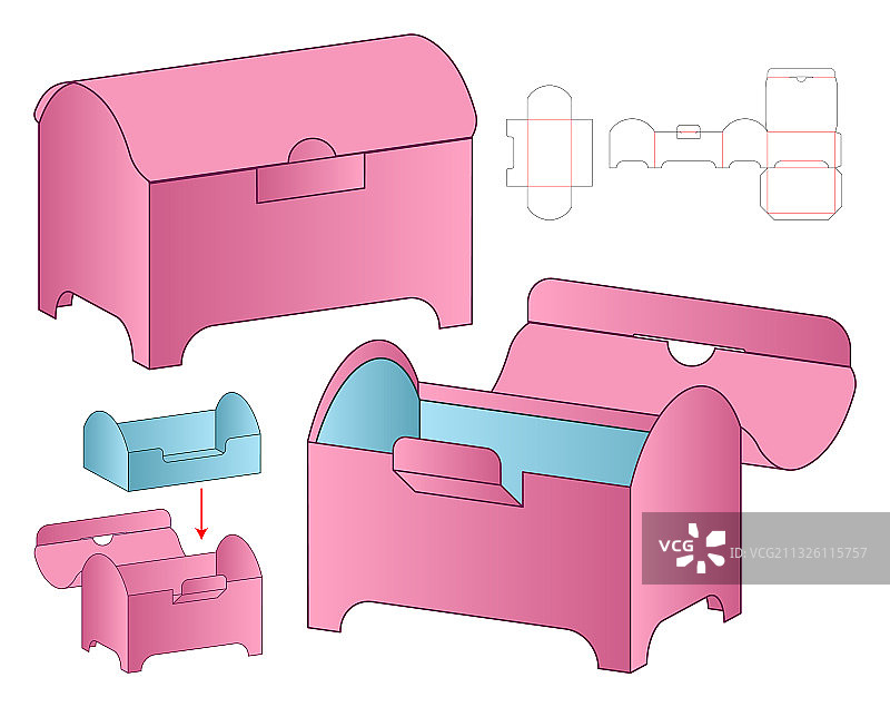 盒包装模切模板设计三维模型图片素材