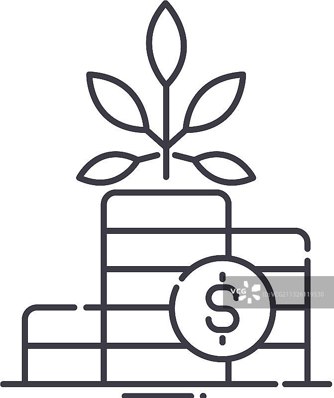 线性隔离的收入流程图标图片素材
