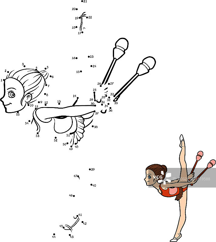 数字游戏：体操运动员与杂耍棒图片素材