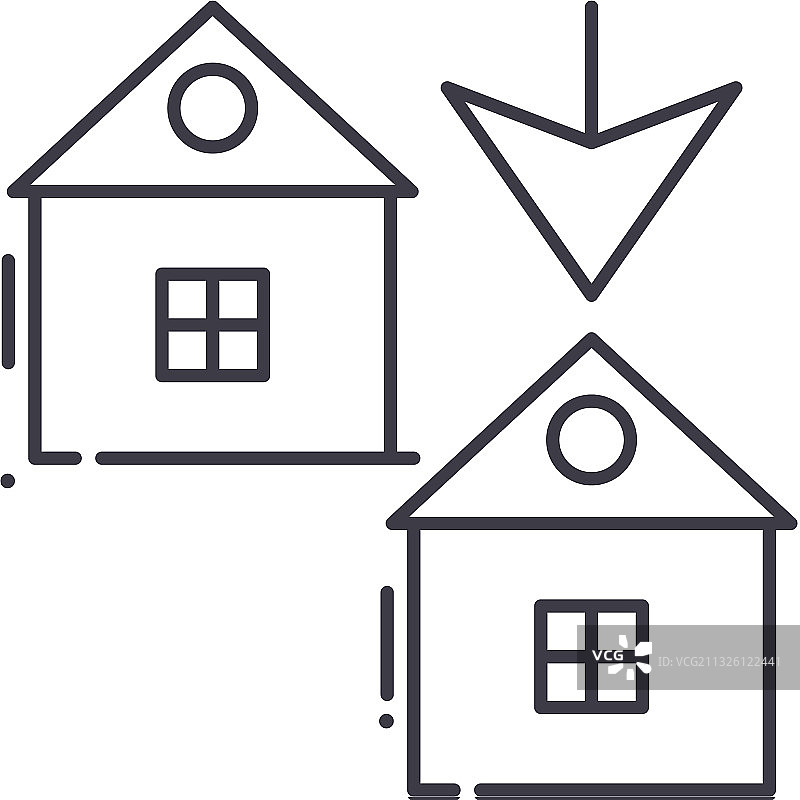 复式房屋线性图标图片素材