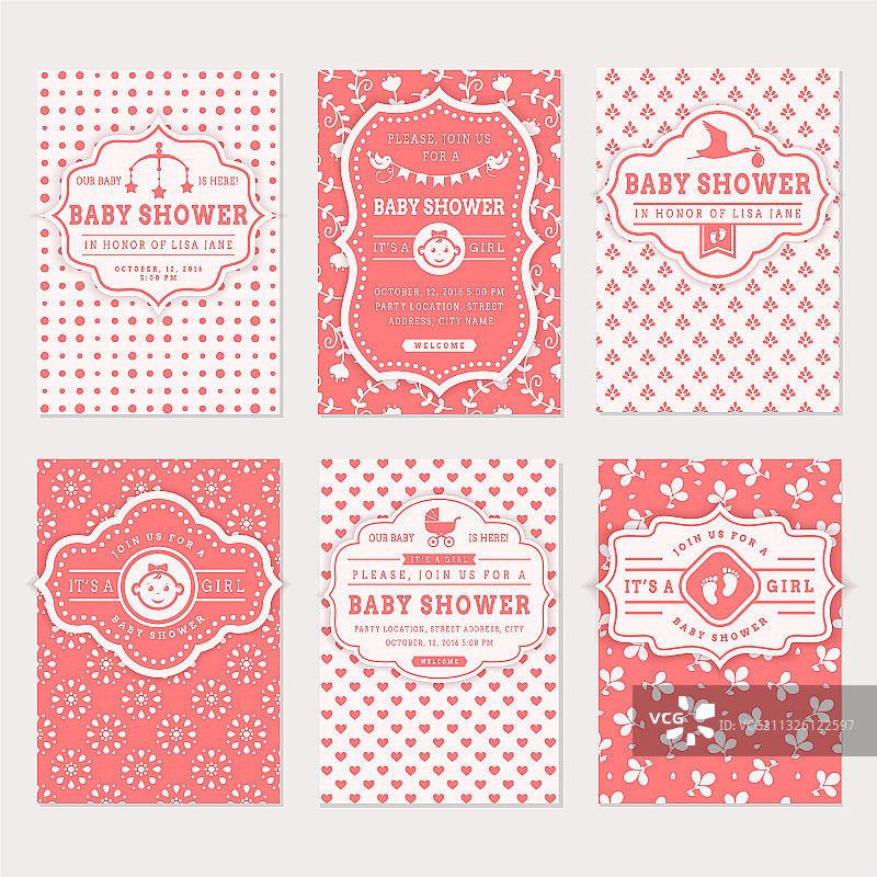 婴儿送礼会邀请函图片素材