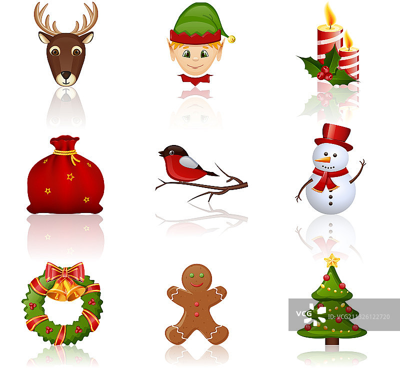 彩色圣诞节和新年图标图片素材